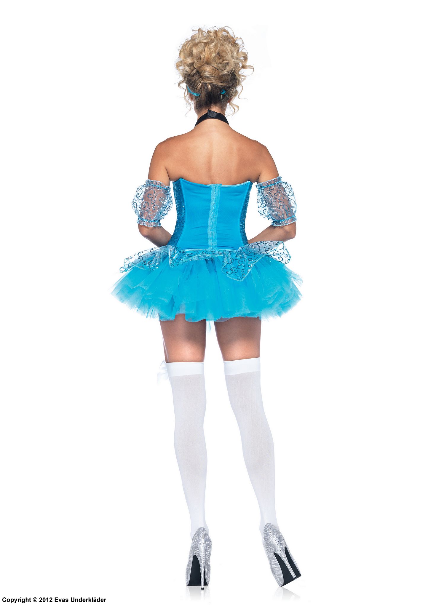 Cinderella, top and skirt costume, lacing, ruffles, sequins